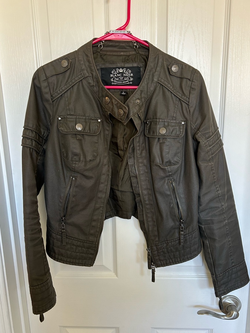 blanc noir Olive Green Utility-Style Women's Jacket